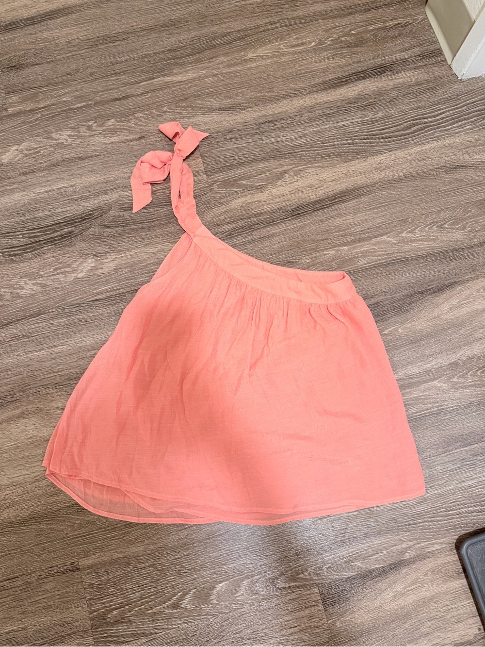 Kori Coral One-Shoulder Tie-Shoulder Top - Medium